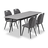 Avaston 120cm 180cm Extending Grey Table with 4 Delvine Dining Chairs from Roseland Furniture