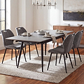 Avaston 120cm 180cm Extending Grey Table with 4 Delvine Dining Chairs from Roseland Furniture