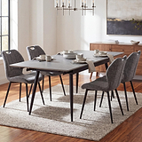 Avaston 120cm 180cm Extending Grey Table with 4 Delvine Dining Chairs from Roseland Furniture