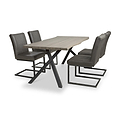 Kenwyn 160cm Curved Dining Table with 4 Branok Dining Chairs from Roseland Furniture