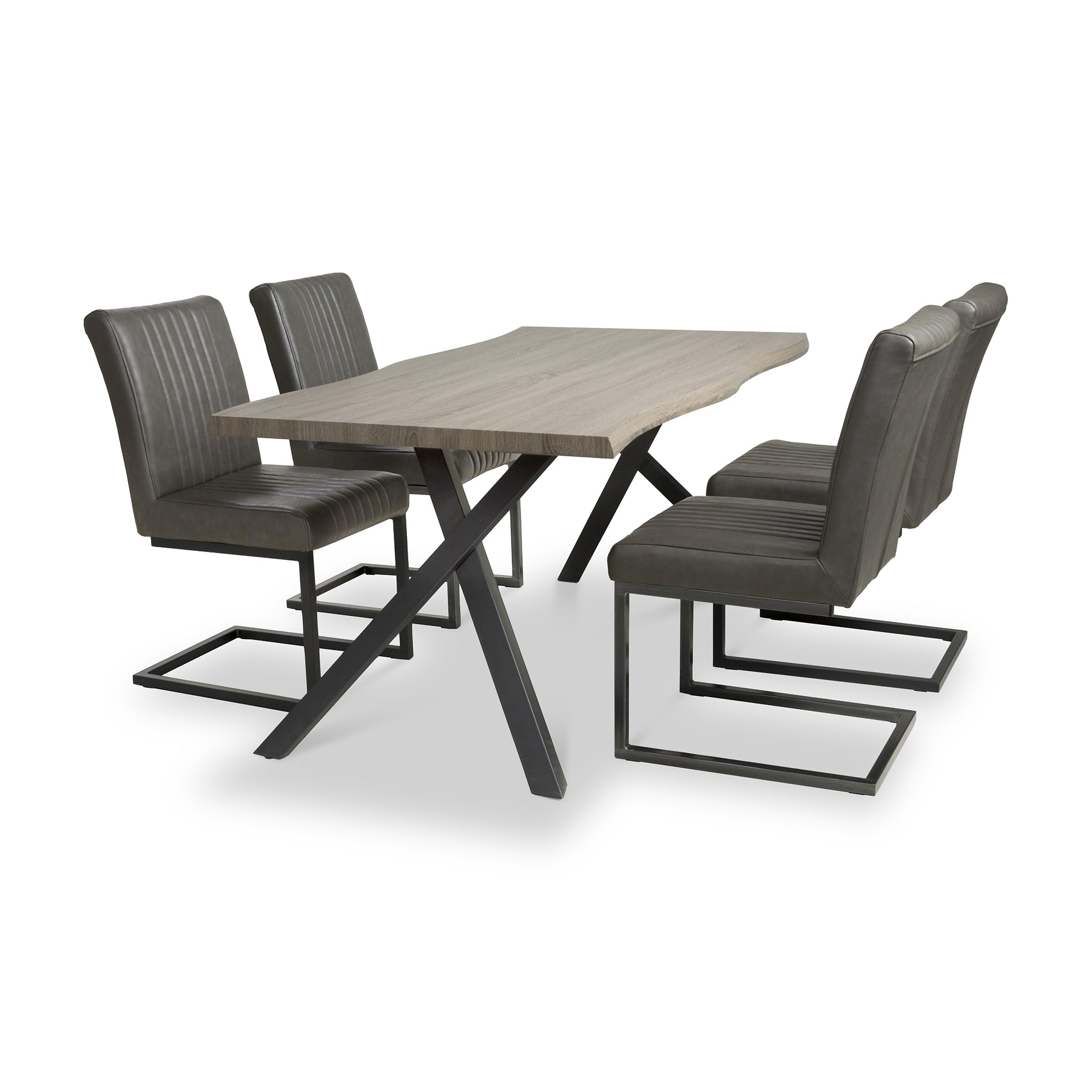 Kenwyn 160cm Curved Dining Table with 4 Branok Dining Chairs from Roseland Furniture