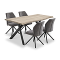 Kenwyn 160cm Curved Dining Table with 4 Sedna Dining Chairs from Roseland Furniture