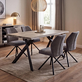 Kenwyn 160cm Curved Dining Table with 4 Sedna Dining Chairs from Roseland Furniture