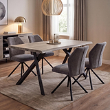 Kenwyn 160cm Curved Dining Table with 4 Sedna Dining Chairs from Roseland Furniture