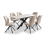 Vista 120cm 180cm Extending Ceramic Table with 6 Sedna Dining Chairs from Roseland Furniture
