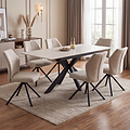 Vista 120cm 180cm Extending Ceramic Table with 6 Sedna Dining Chairs from Roseland Furniture