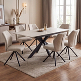 Vista 120cm 180cm Extending Ceramic Table with 6 Sedna Dining Chairs from Roseland Furniture