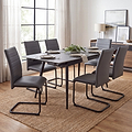 Avaston 120cm-180cm Grey Extending Table with 6 Grey Aeron Dining Chairs from Roseland Furniture