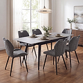Avaston 120cm 180cm Extending Grey Table with 6 Delvine Dining Chairs from Roseland Furniture