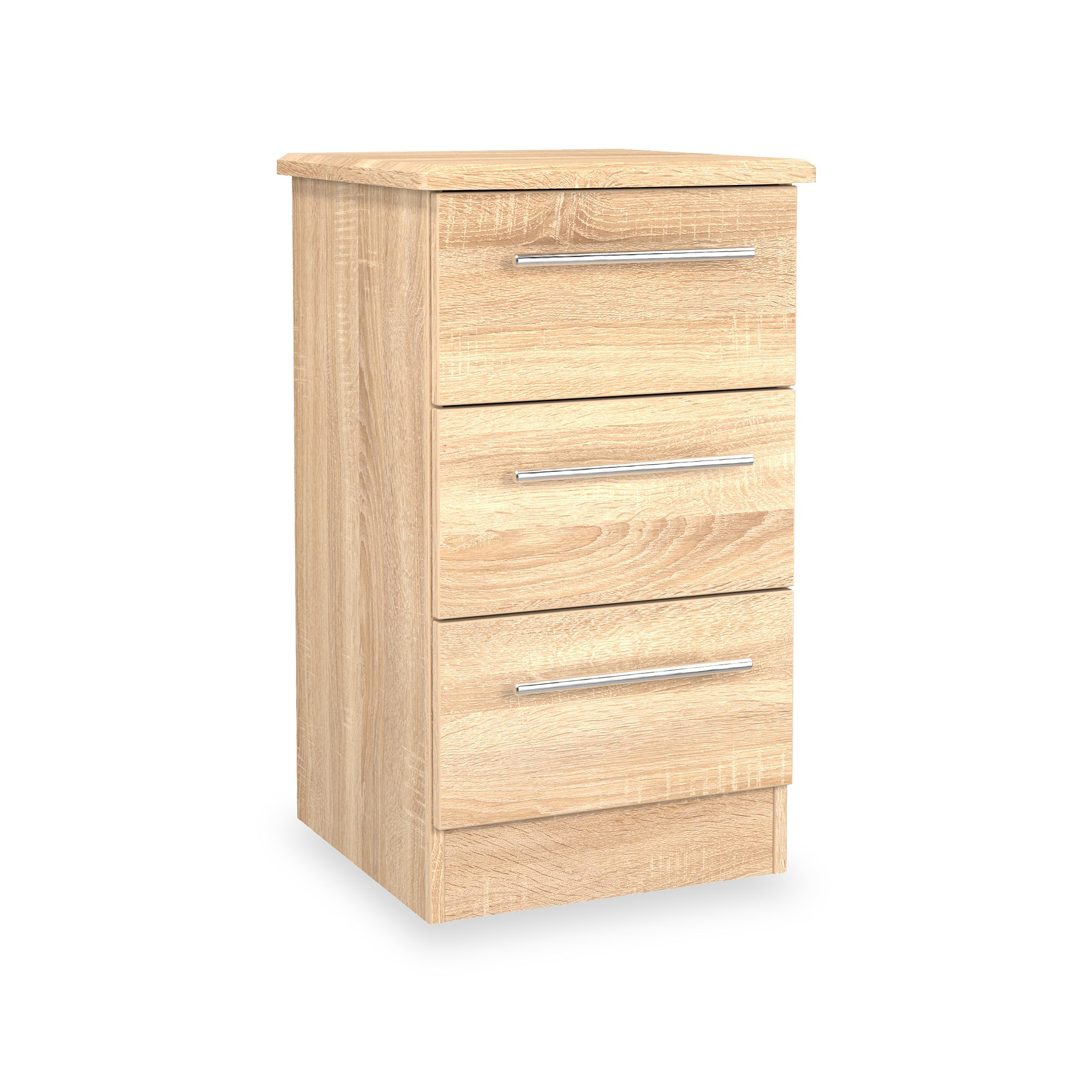 Bramwell 3 Drawer Bedside Oak from Roseland Furniture