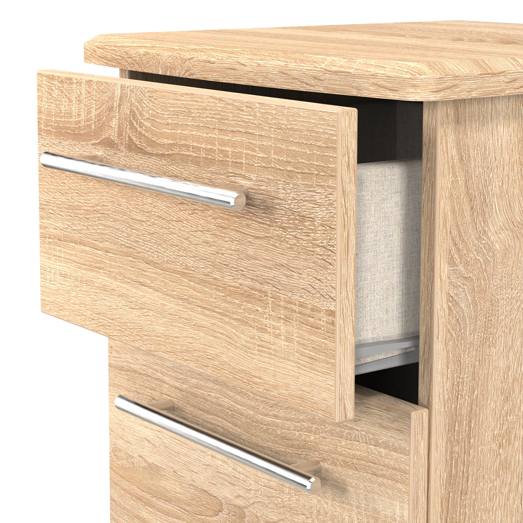 Bramwell 3 Drawer Bedside Oak from Roseland Furniture