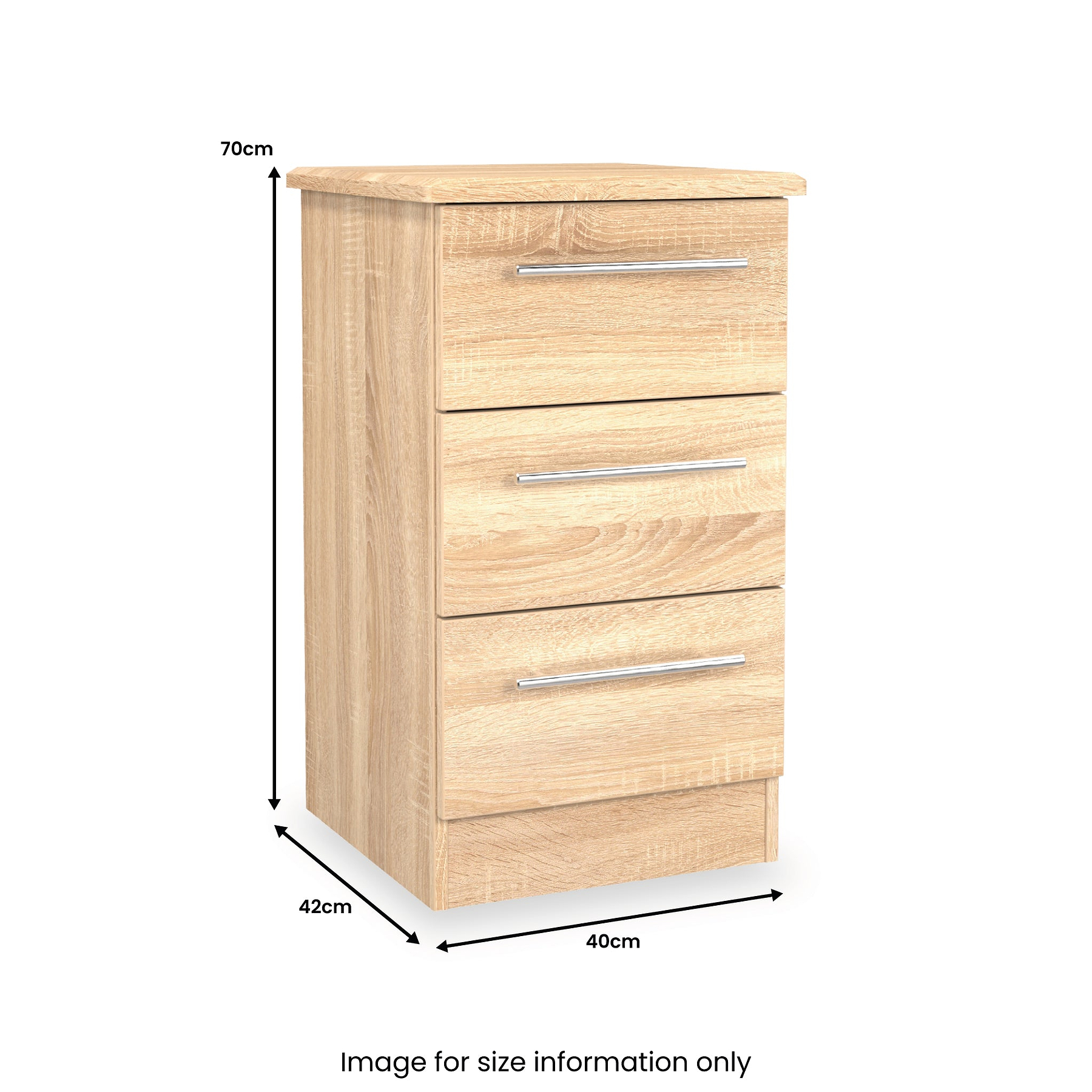Bramwell 3 Drawer Bedside Oak from Roseland Furniture