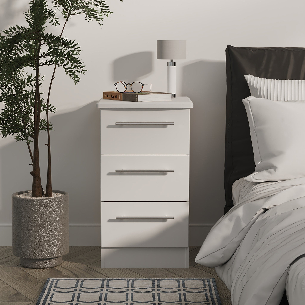 Bramwell 3 Drawer Bedside Grey from Roseland Furniture