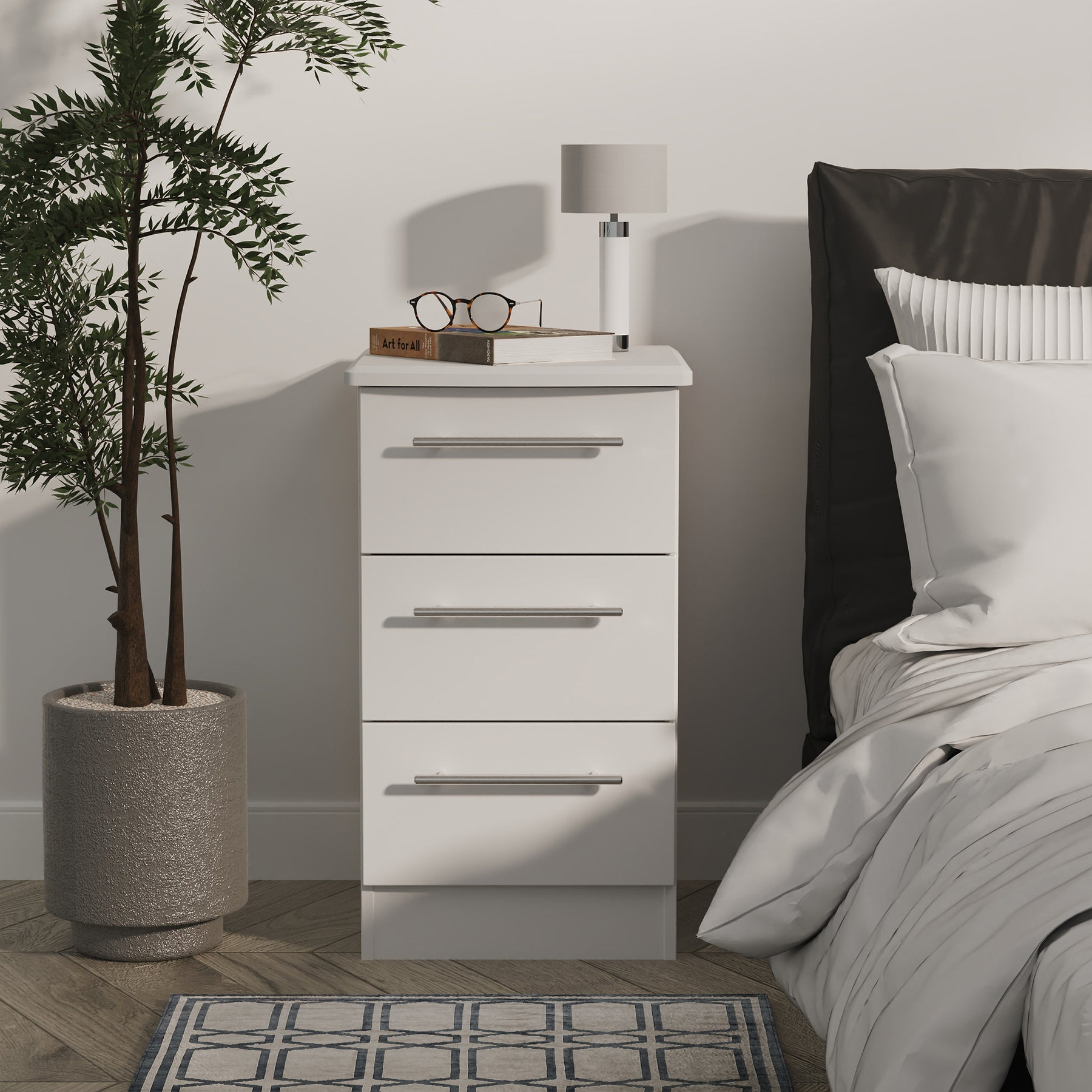 Bramwell 3 Drawer Bedside Grey from Roseland Furniture
