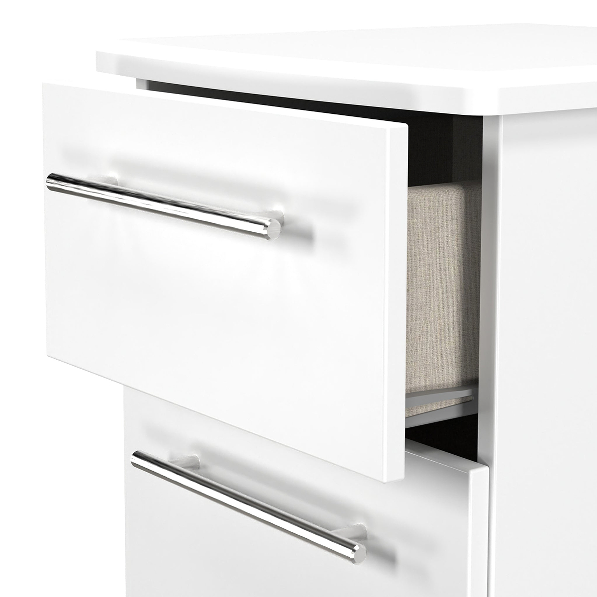 Bramwell 3 Drawer Bedside White  from Roseland Furniture