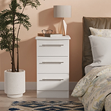 Bramwell 3 Drawer Bedside White  from Roseland Furniture