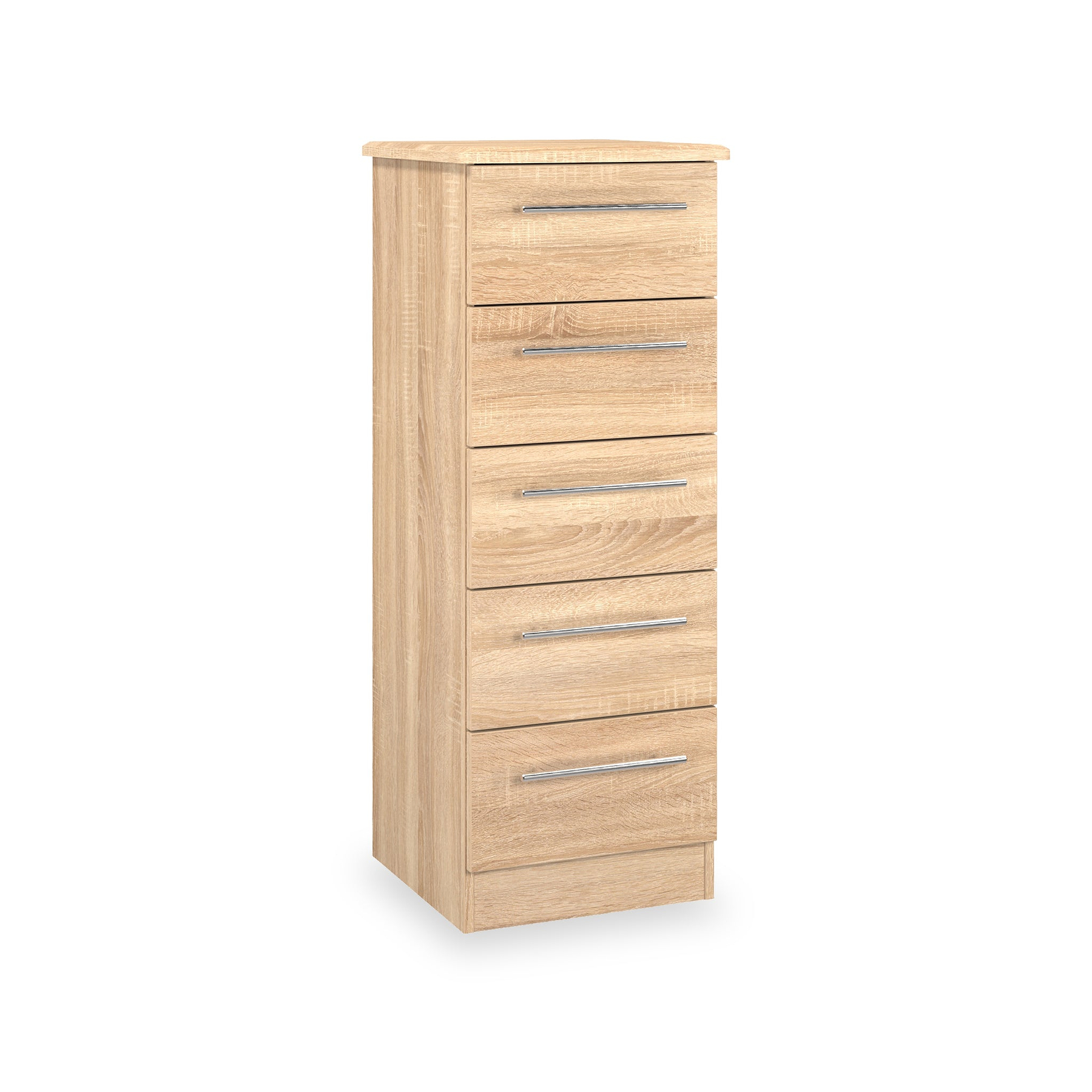 Bramwell 5 Drawer Tallboy Oak from Roseland Furniture