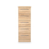 Bramwell 5 Drawer Tallboy Oak from Roseland Furniture