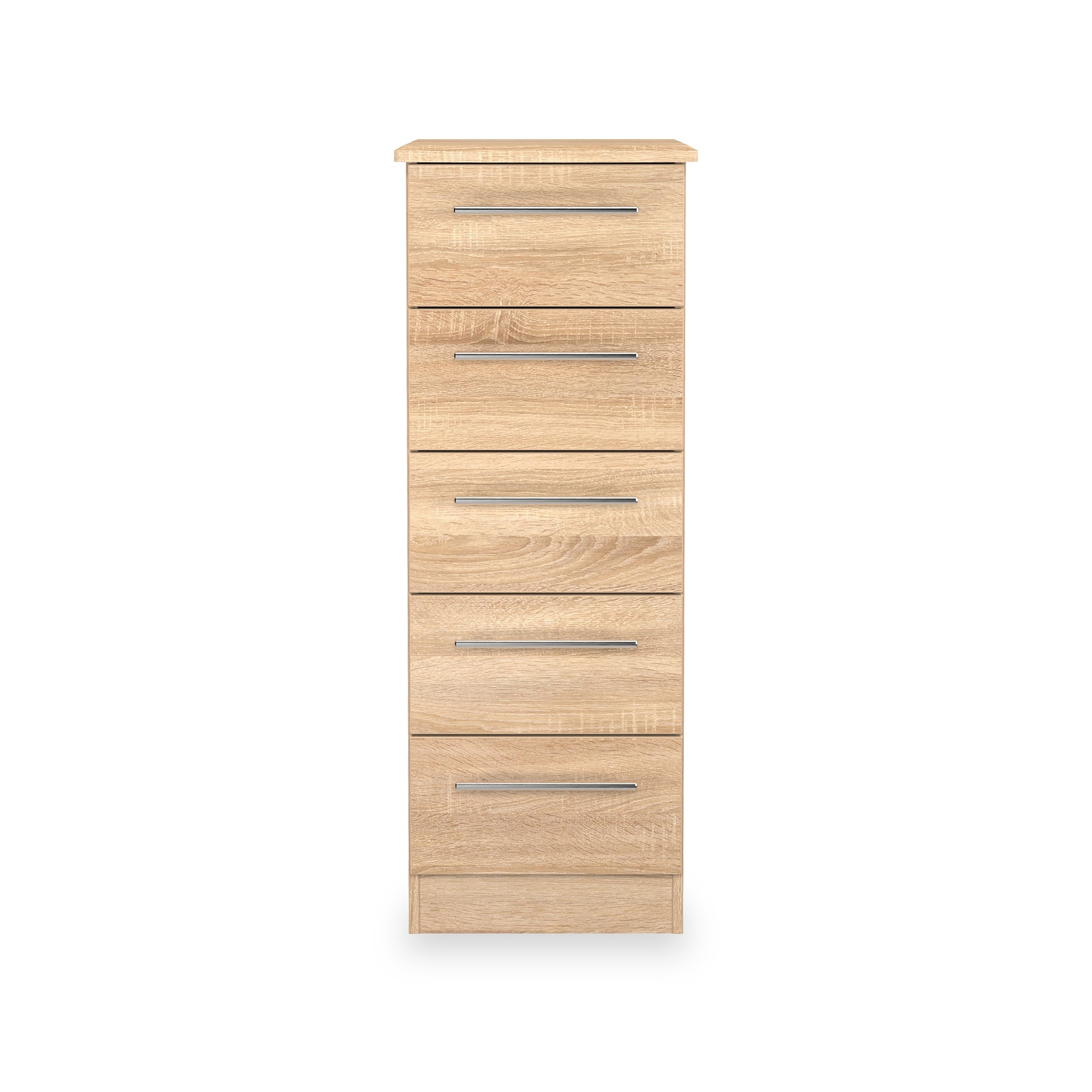 Bramwell 5 Drawer Tallboy Oak from Roseland Furniture