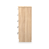 Bramwell 5 Drawer Tallboy Oak from Roseland Furniture