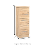 Bramwell 5 Drawer Tallboy Oak from Roseland Furniture