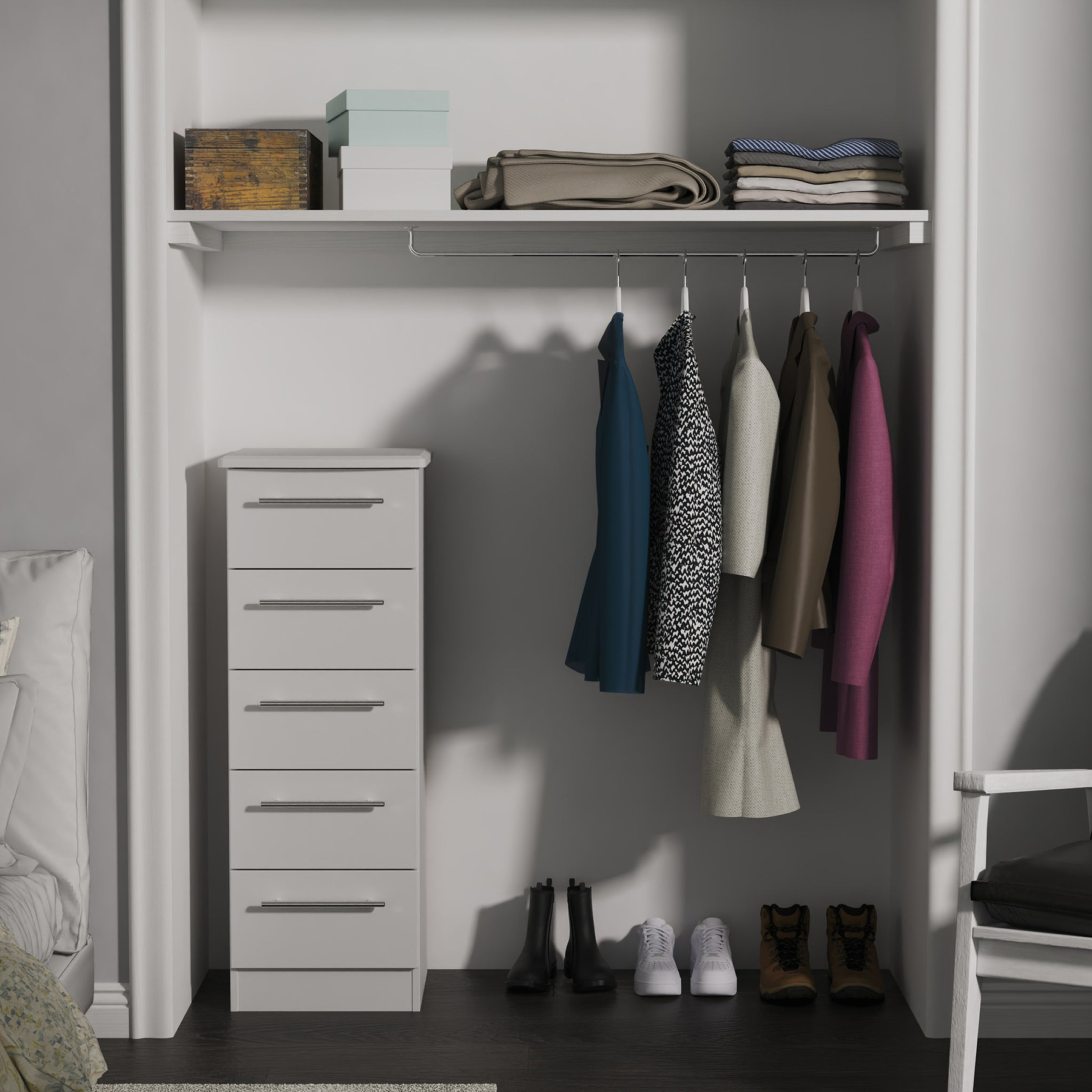 Bramwell 5 Drawer Tallboy Grey from Roseland Furniture