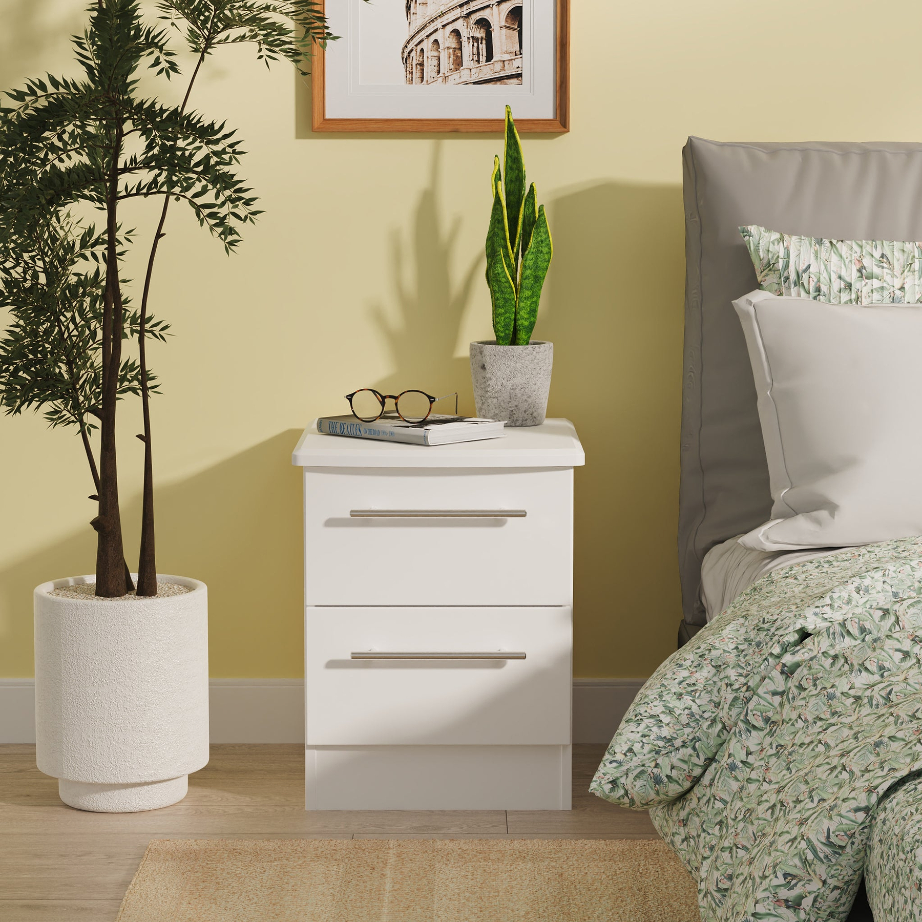 Bramwell 2 Drawer Bedside White  from Roseland Furniture