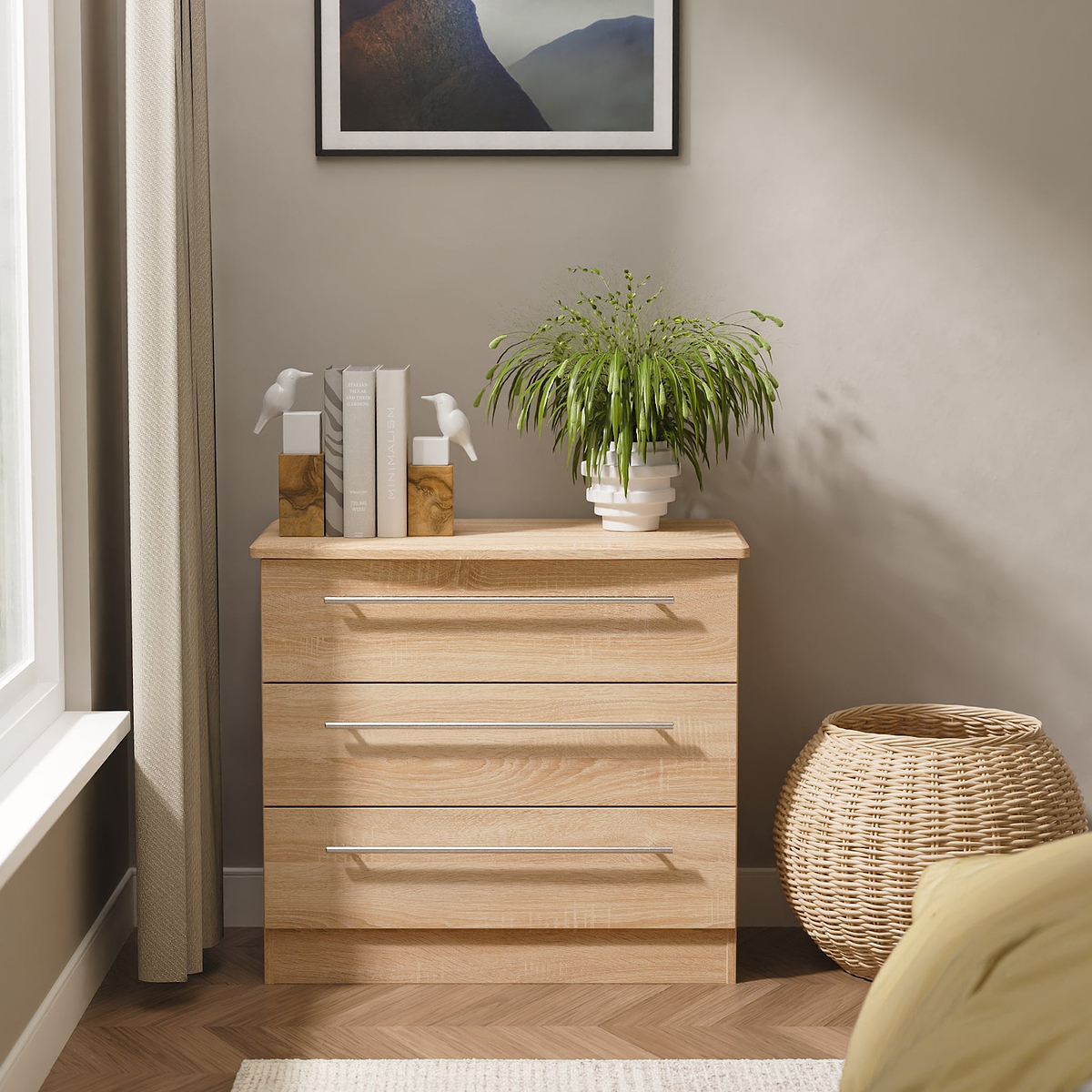 Bramwell 3 Drawer Chest Oak from Roseland Furniture