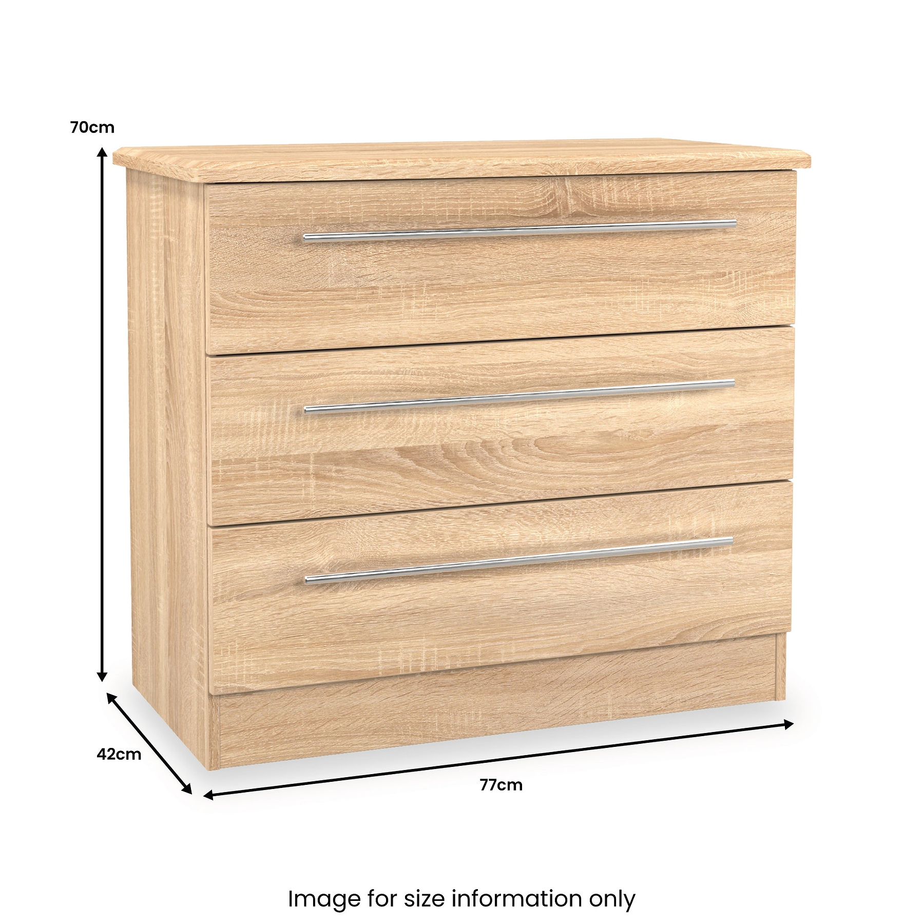 Bramwell 3 Drawer Chest Oak from Roseland Furniture