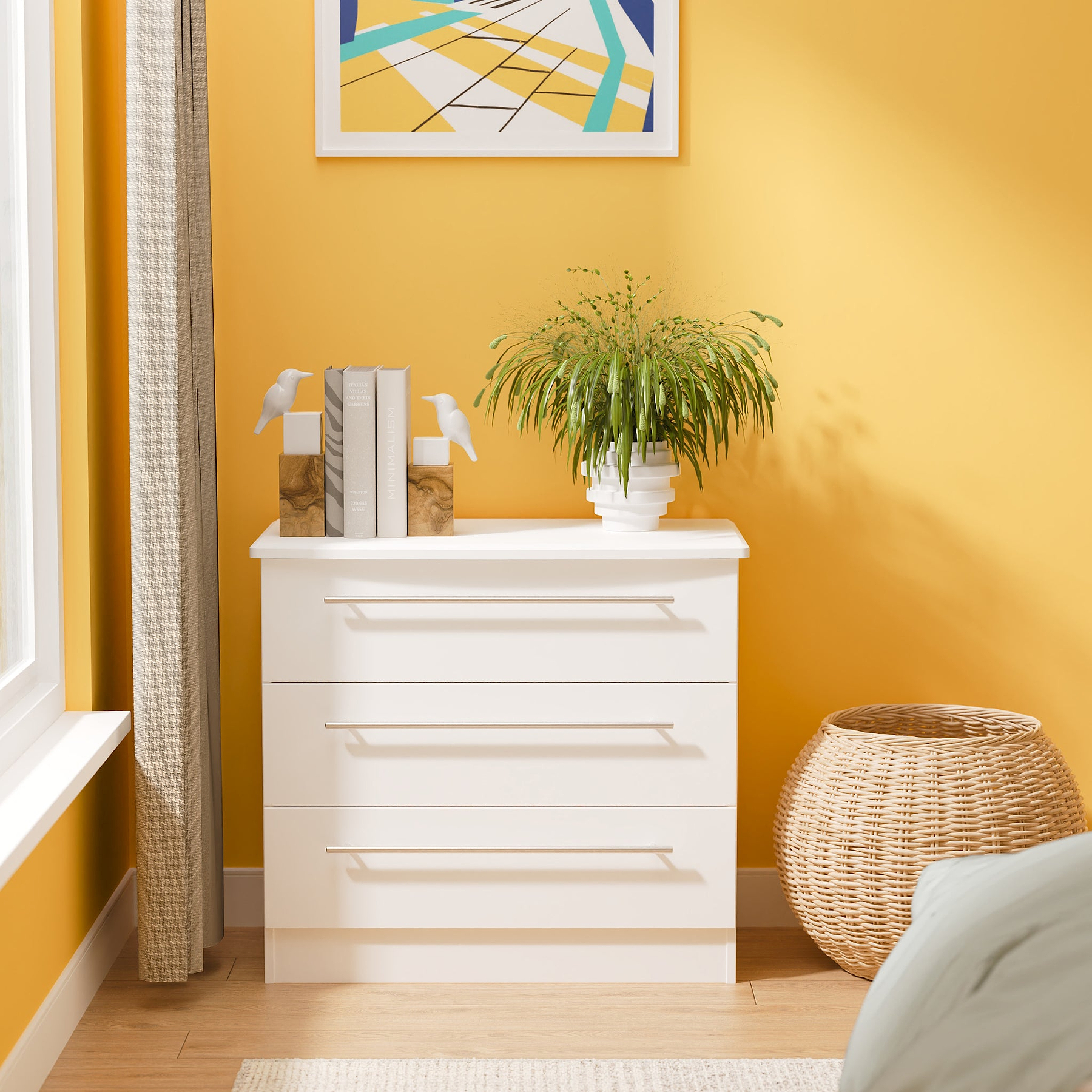 Bramwell 3 Drawer Chest White from Roseland Furniture