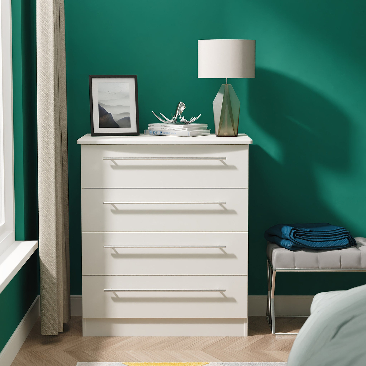 Bramwell 4 Drawer Chest Grey from Roseland Furniture