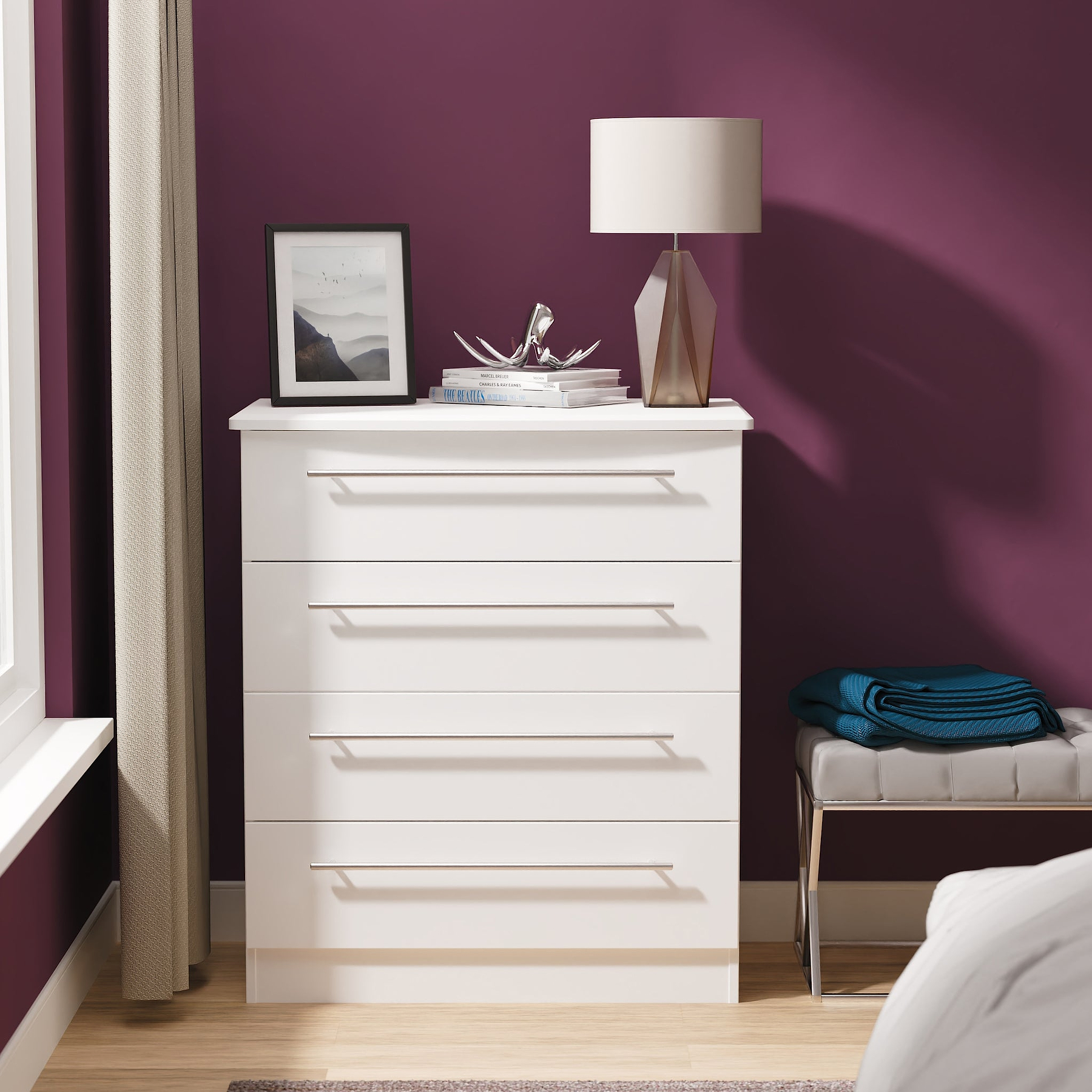 Bramwell 4 Drawer Chest White from Roseland Furniture