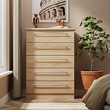 Bramwell 5 Drawer Chest Oak from Roseland Furniture