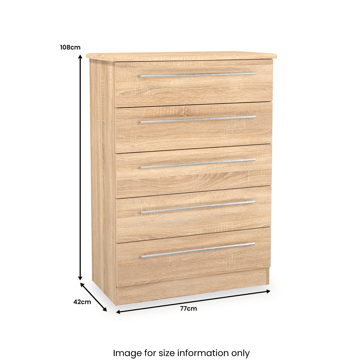 Bramwell 5 Drawer Chest Oak from Roseland Furniture