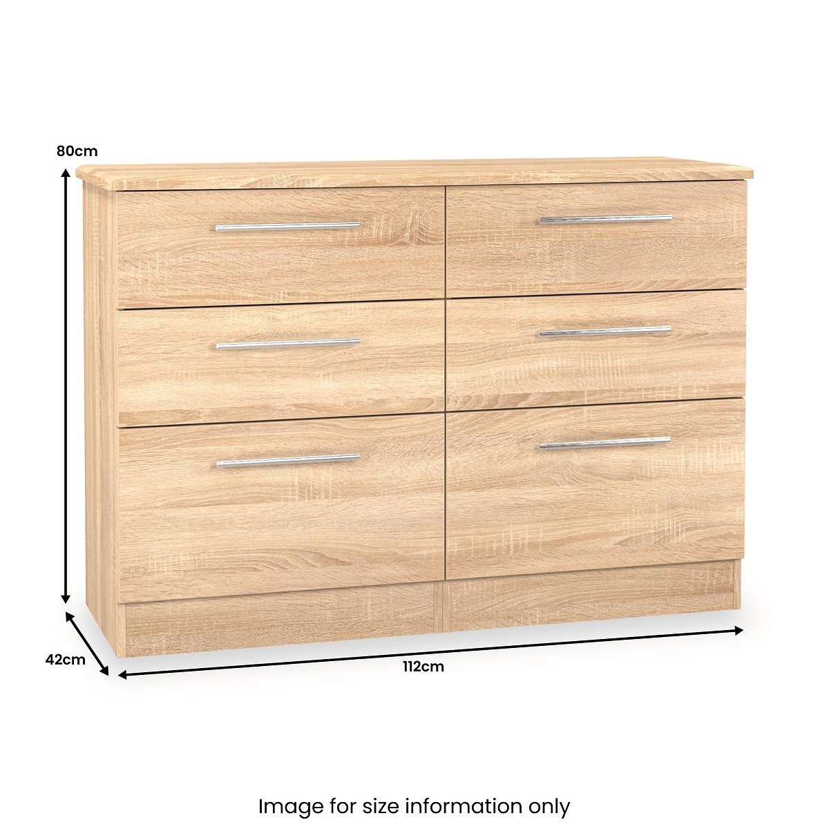 Bramwell 6 Drawer Chest Oak from Roseland Furniture