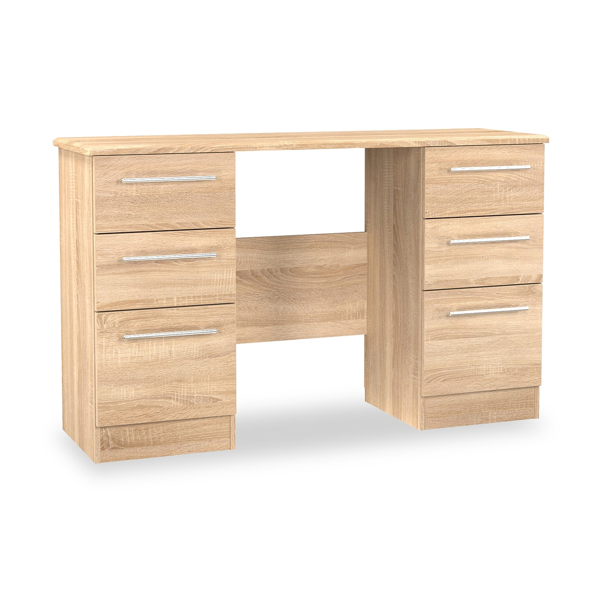 Bramwell 6 Drawer Desk Oak from Roseland Furniture