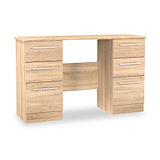 Bramwell 6 Drawer Desk Oak from Roseland Furniture