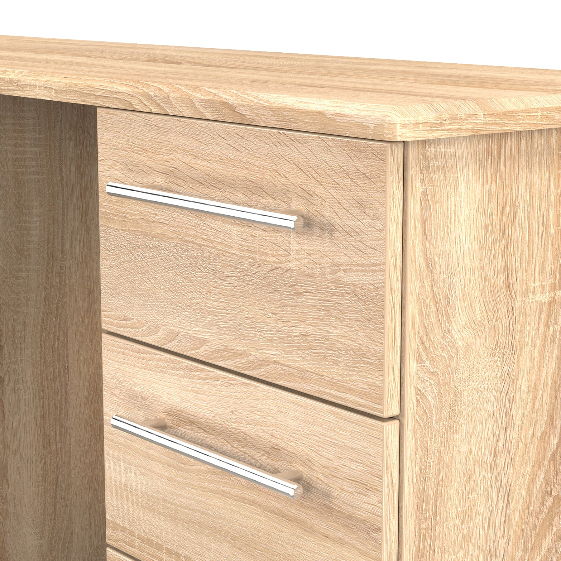 Bramwell 6 Drawer Desk Oak from Roseland Furniture