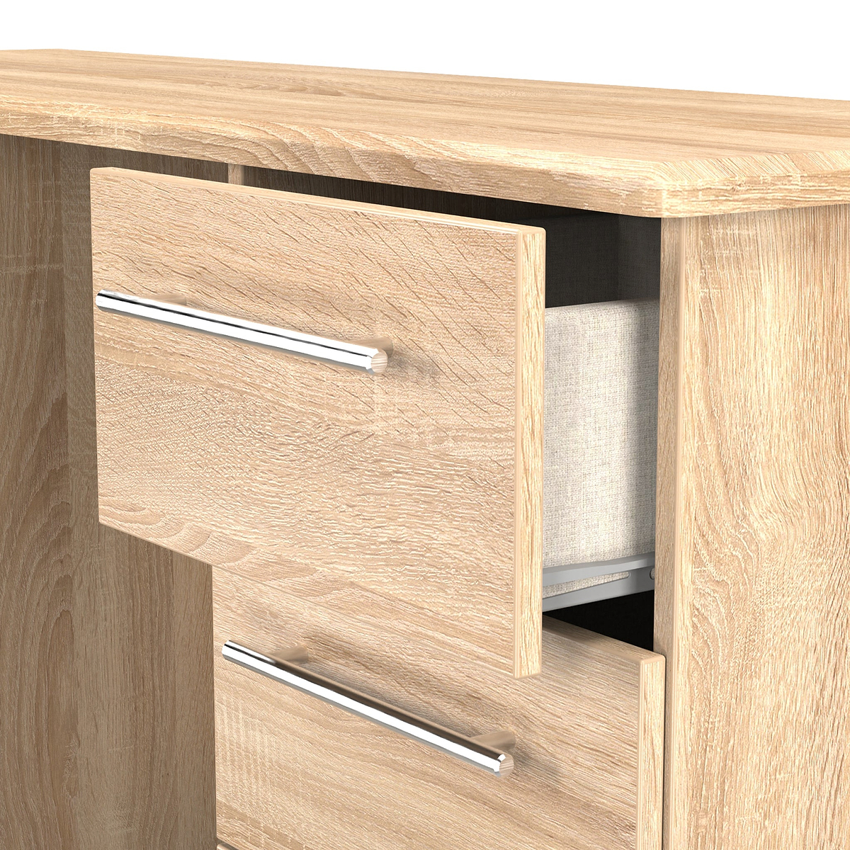 Bramwell 6 Drawer Desk Oak from Roseland Furniture