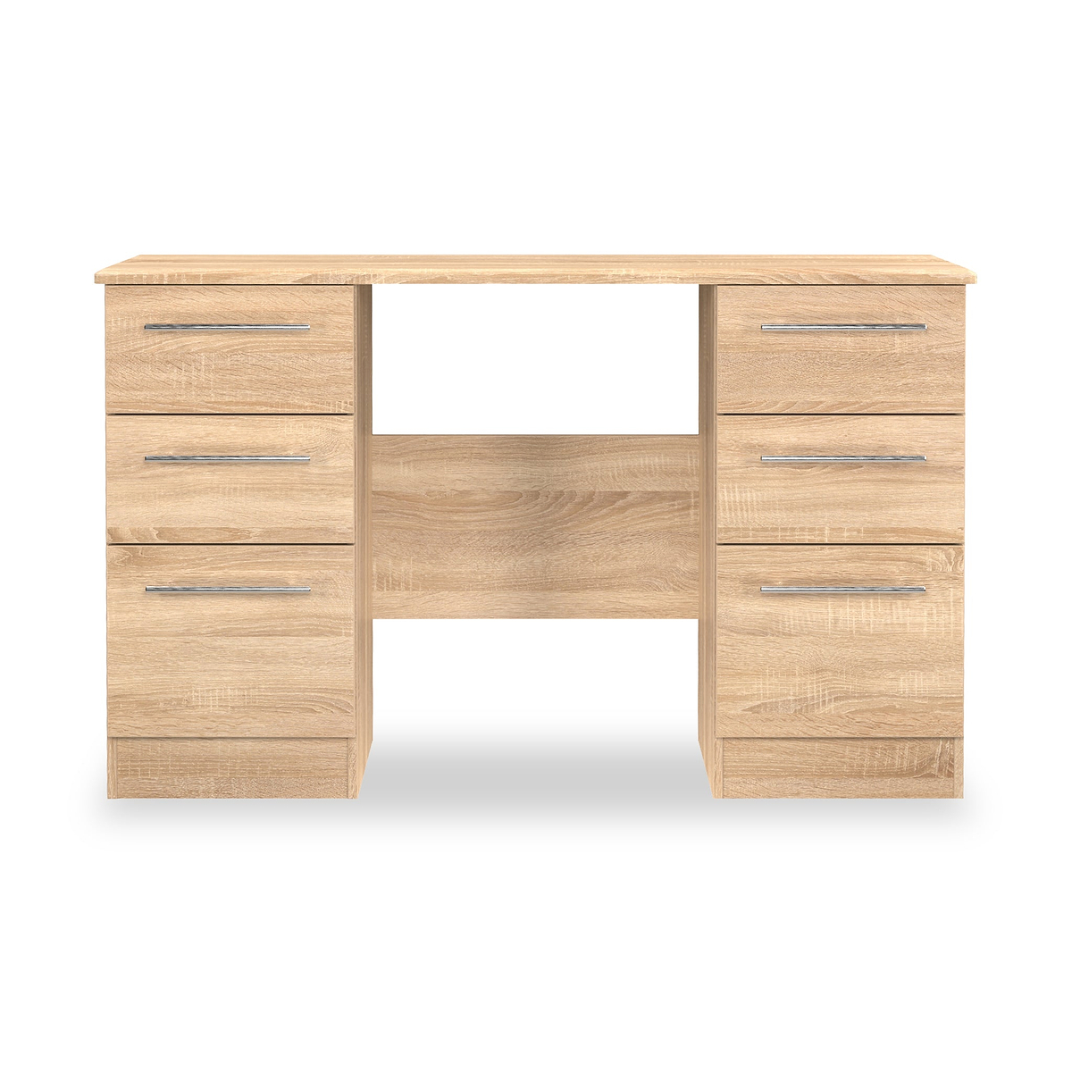 Bramwell 6 Drawer Desk Oak from Roseland Furniture