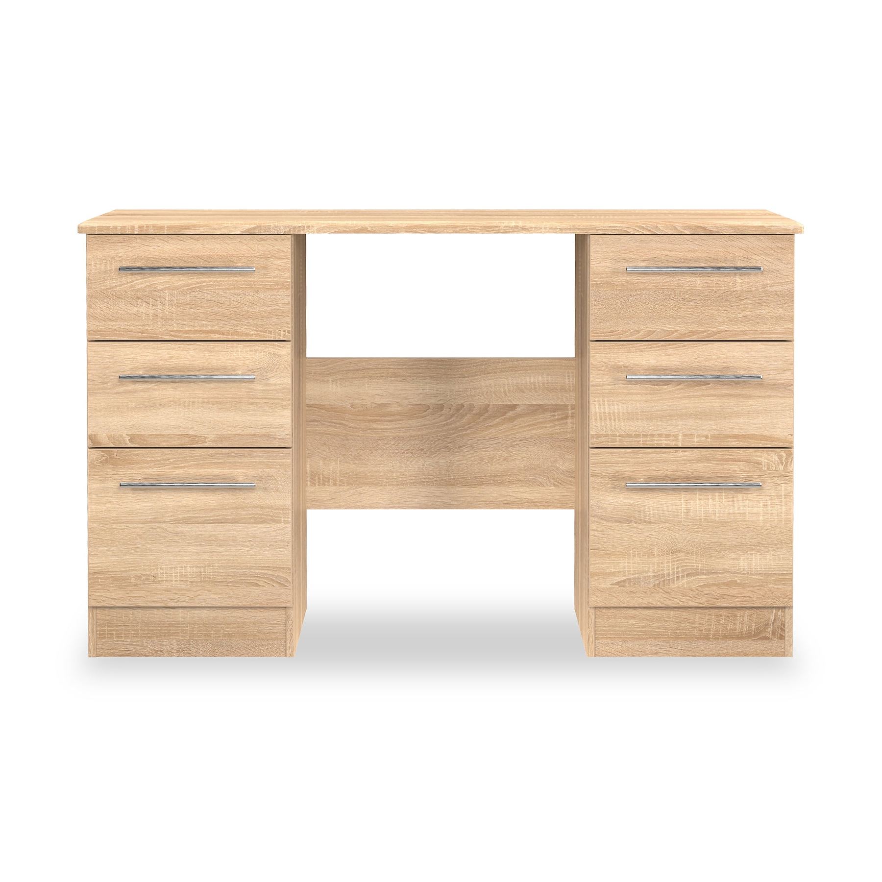 Bramwell 6 Drawer Desk Oak from Roseland Furniture