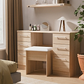 Bramwell 6 Drawer Desk Oak from Roseland Furniture