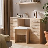 Bramwell 6 Drawer Desk Oak from Roseland Furniture