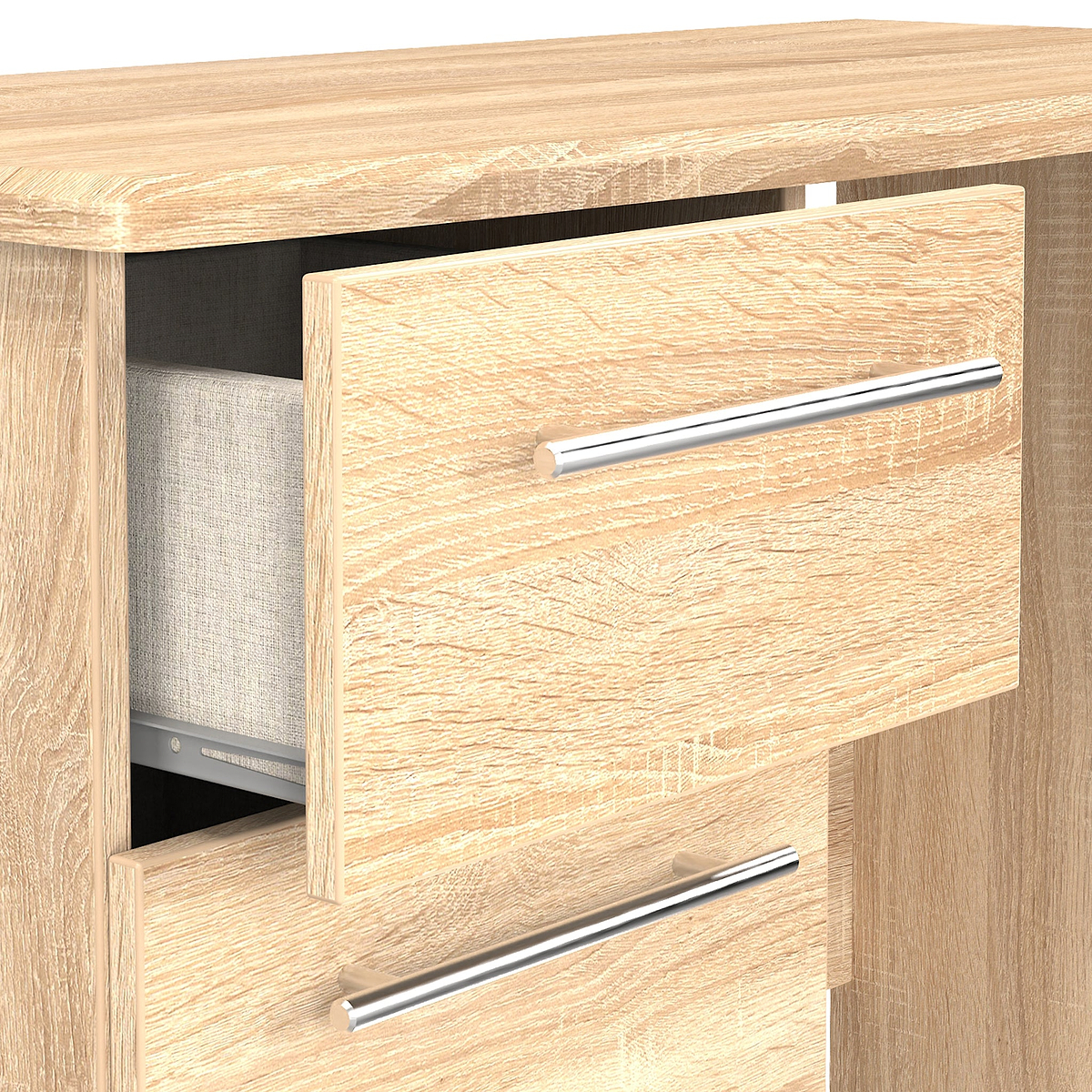 Bramwell 3 Drawer Dressing Table Oak from Roseland Furniture