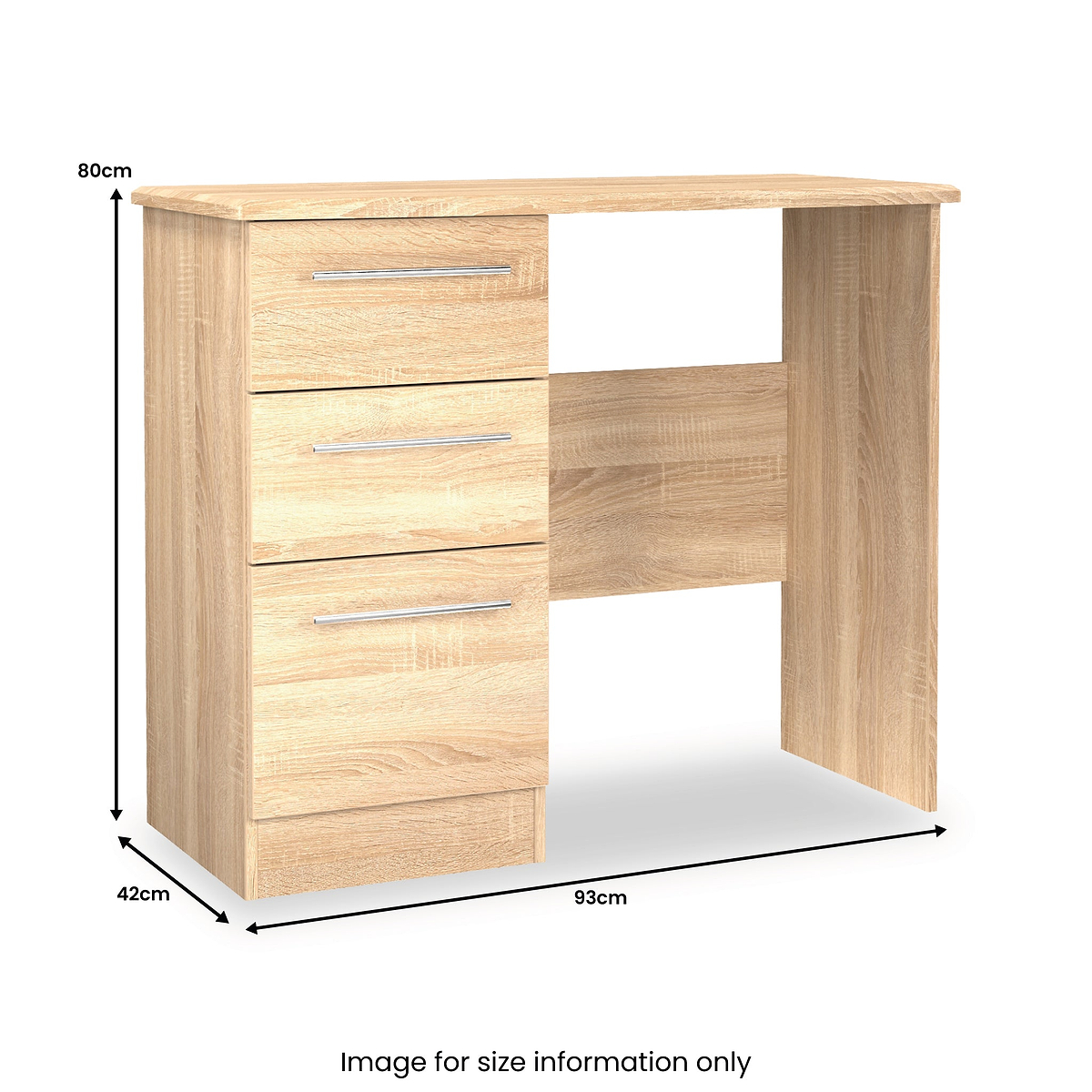 Bramwell 3 Drawer Dressing Table Oak from Roseland Furniture
