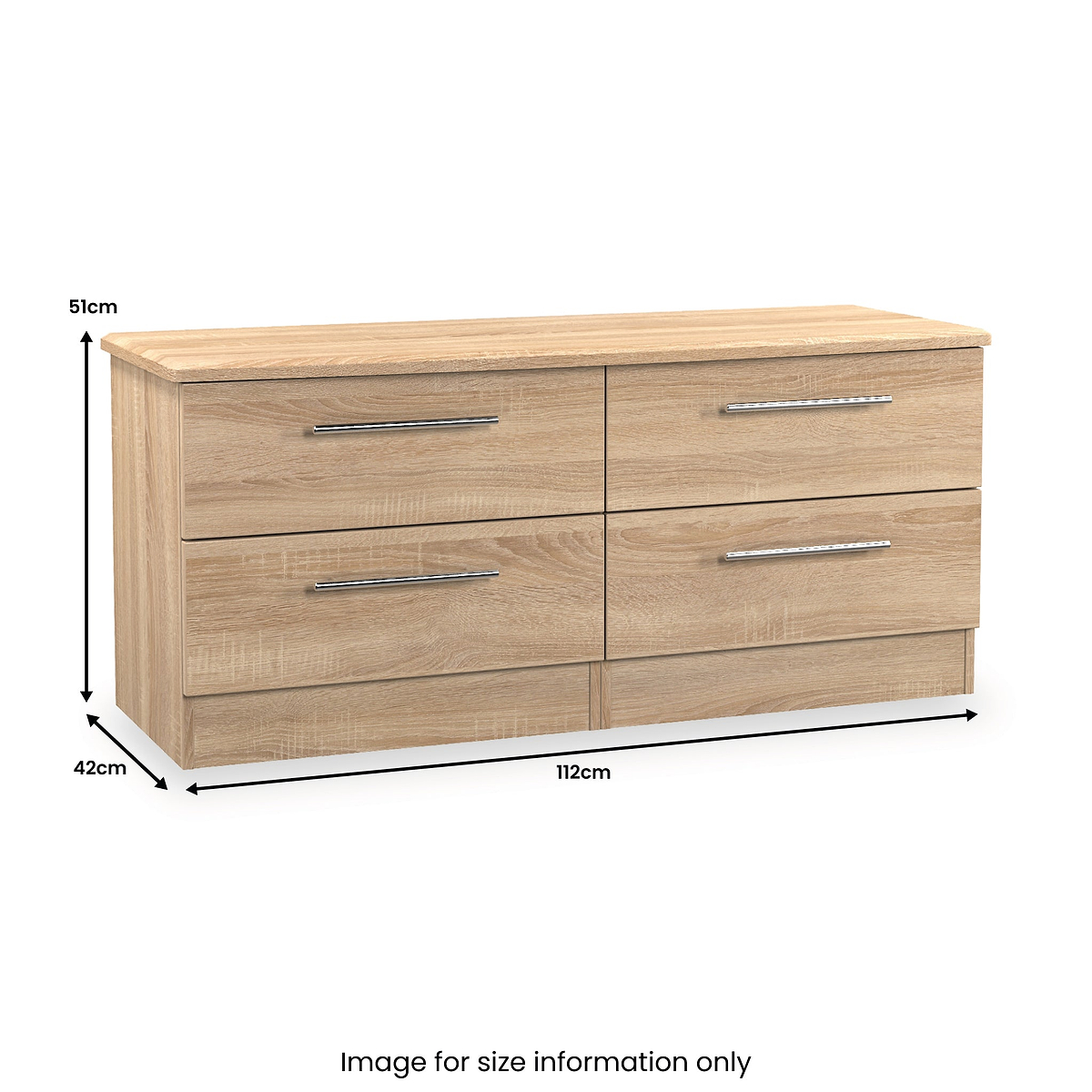 Bramwell 4 Drawer Low Storage Oak from Roseland Furniture