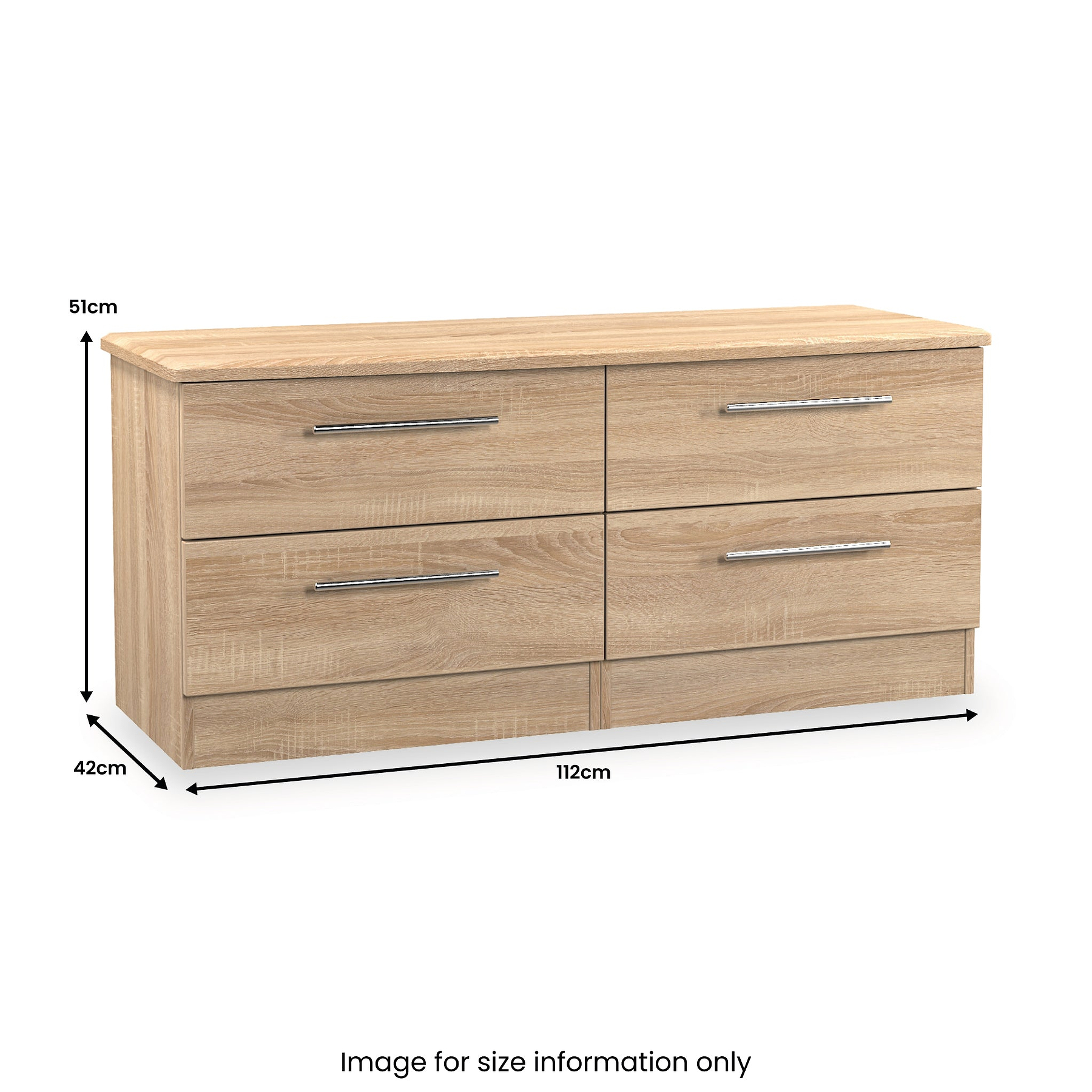 Bramwell 4 Drawer Low Storage Oak from Roseland Furniture