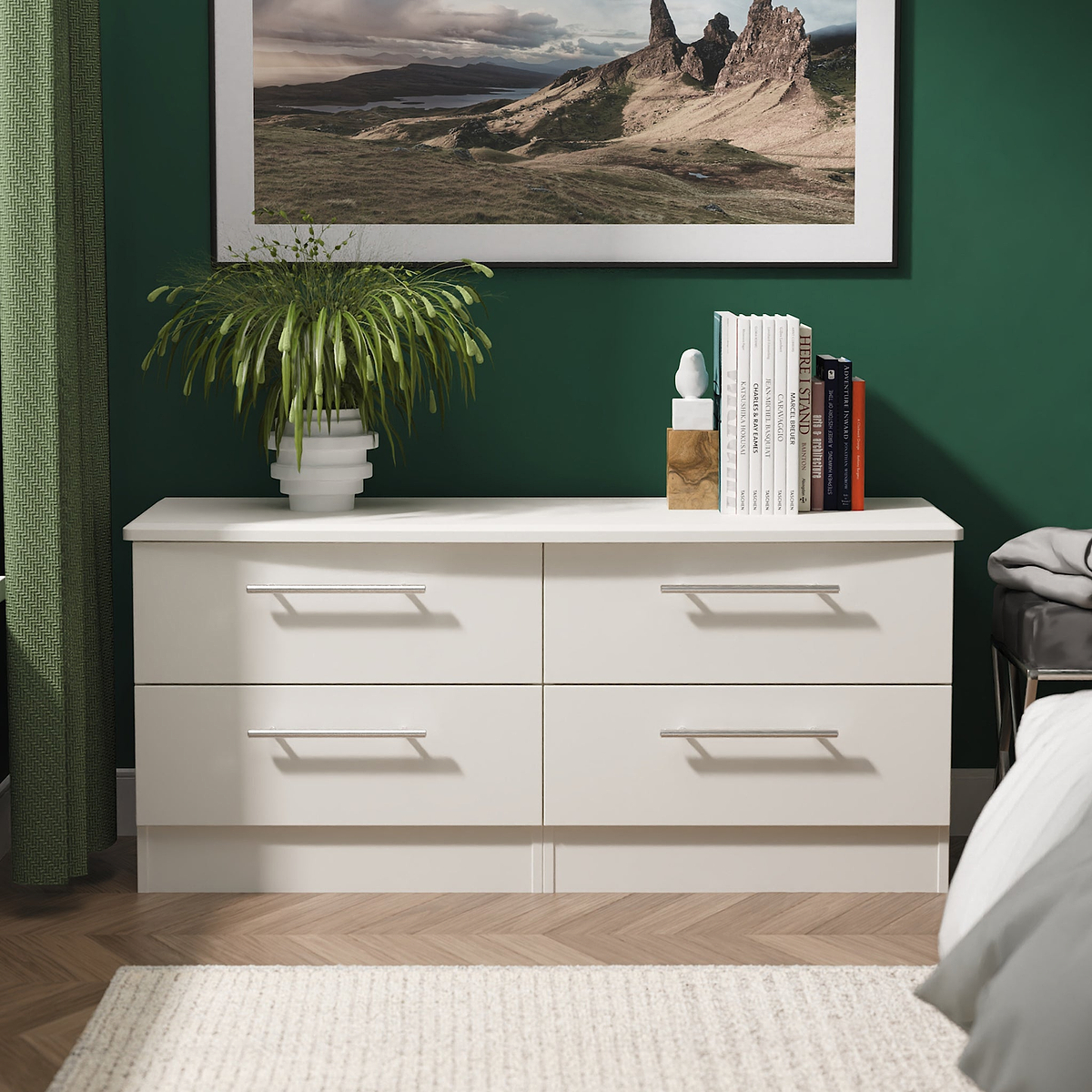 Bramwell 4 Drawer Low Storage Grey from Roseland Furniture