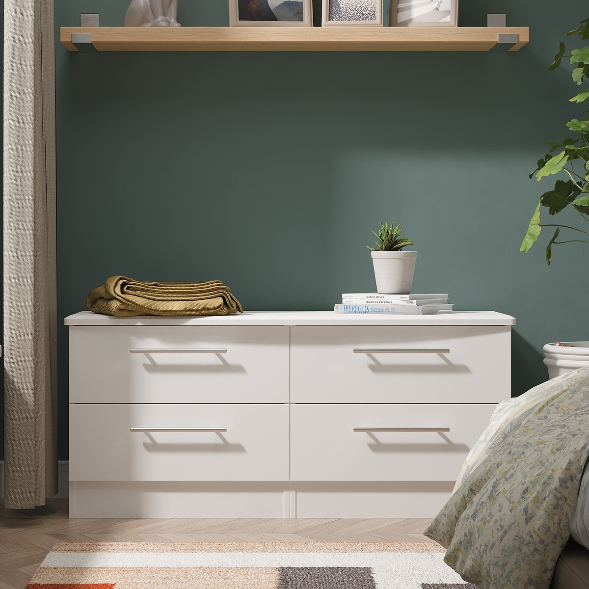Bramwell 4 Drawer Low Storage White from Roseland Furniture
