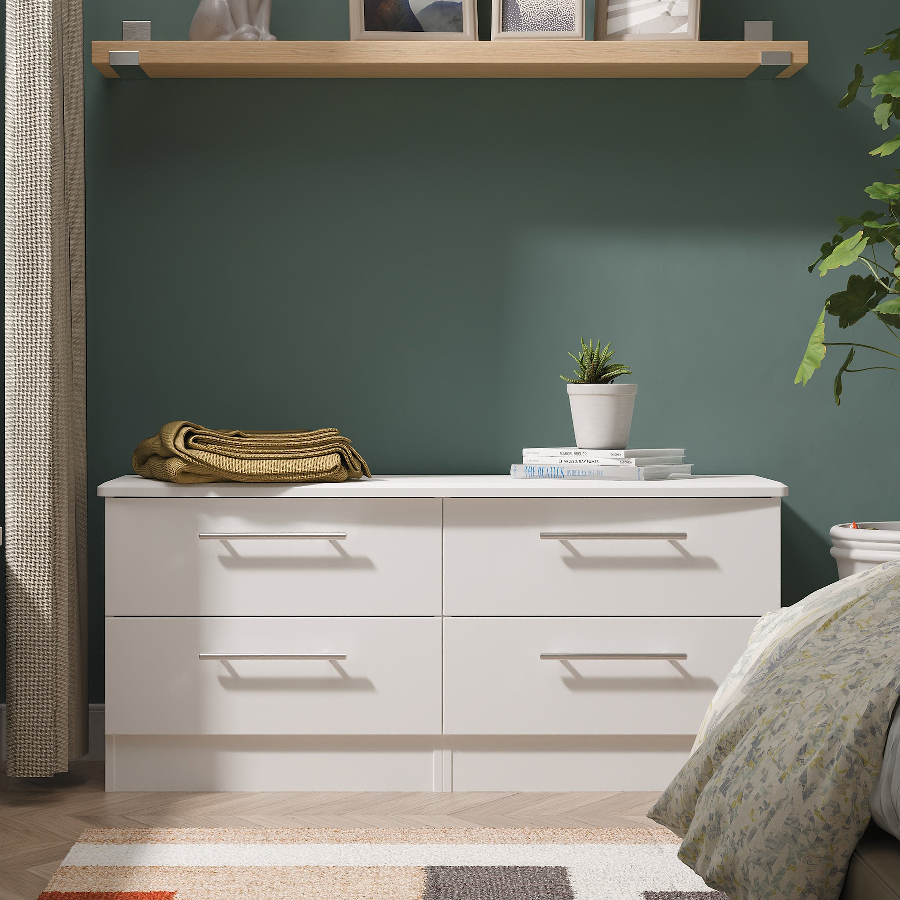 Bramwell 4 Drawer Low Storage White from Roseland Furniture